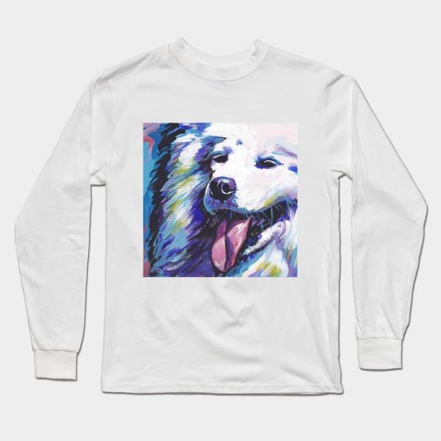 Samoyed dog art Bright colorful pop art Long Sleeve T-Shirt by bentnotbroken11